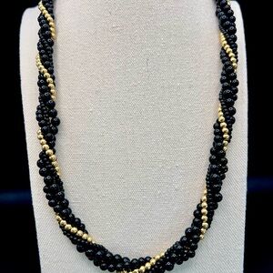 Vintage Napier black and gold multi-strand beaded necklace